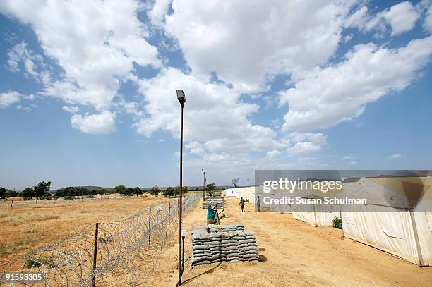 The UNAMID base at Mukvar, the scene of an incident in which IDPs had allegedly attacked the UNHCR, smashing vehicles and injuring staff. There is...