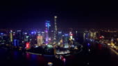 Aerial Shot Of Shanghai Cityscape And Skyline At Night Shanghai China ...