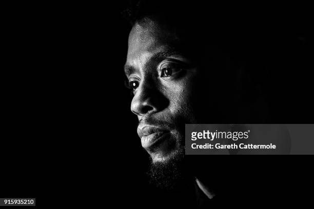 Chadwick Boseman attends the European Premiere of Marvel Studios' "Black Panther" at the Eventim Apollo, Hammersmith on February 8, 2018 in London,...