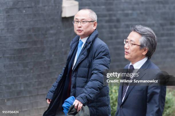 Kazuo Okamoto , Chief Executive of Mitsubishi Heavy Industries Europe arrives for roundtable talks with Japanese investors hosted by British Prime...