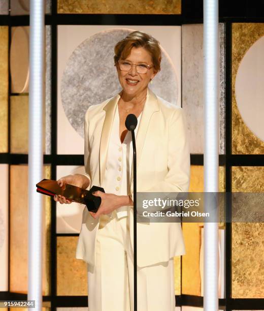 Annette Bening accepts the Best Actress award for Don't Die in Liverpool at AARP's 17th Annual Movies For Grownups Awards at the Beverly Wilshire...