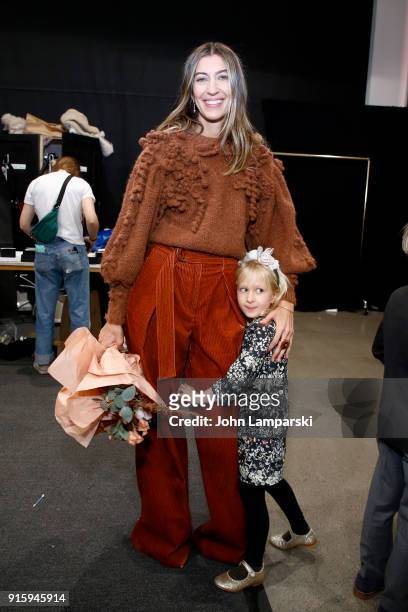 Designer Ulla Johnson poses backstage for Ulla Johnson during New York Fashion Week: The Shows at Gallery II at Spring Studios on February 8, 2018 in...