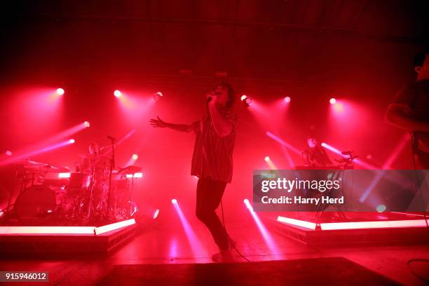 Rob Damiani of Don Broco performs at Pyramids Plaza on February 8, 2018 in Portsmouth, England.