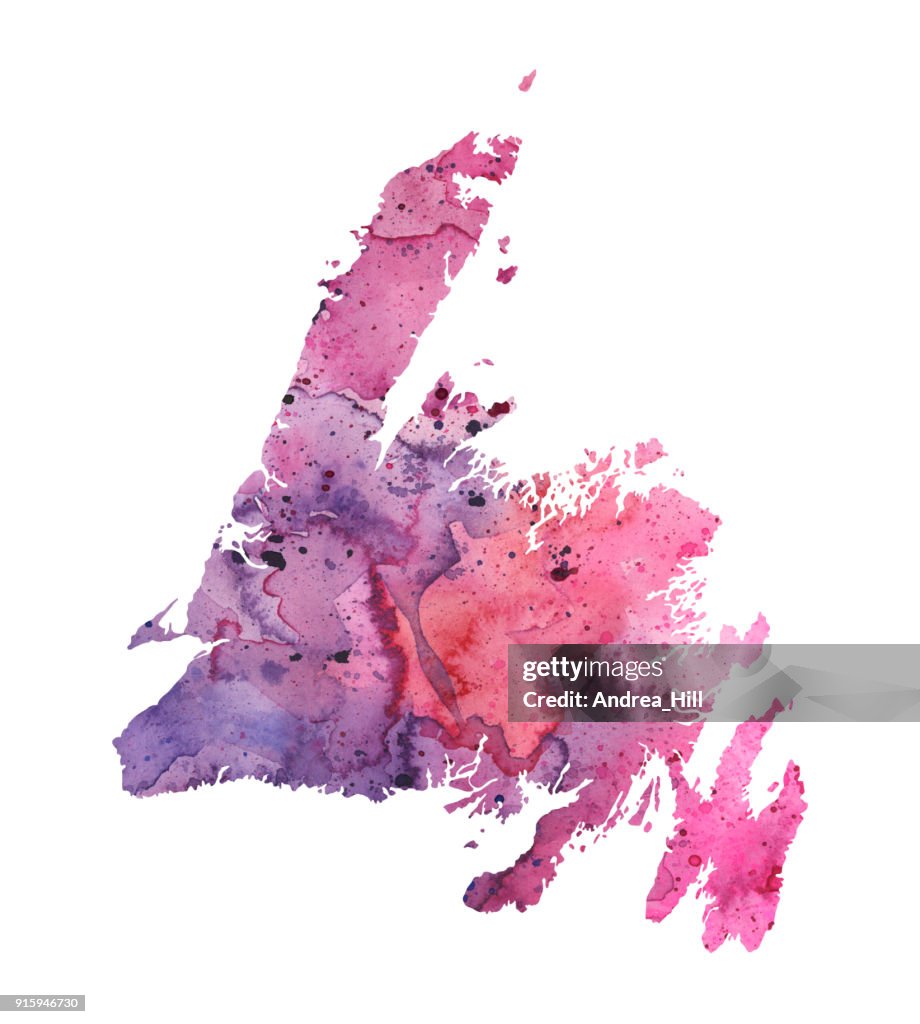 Newfoundland Abstract Map Newfoundland Watercolor Map Raster Illustration High-Res Vector Graphic ...