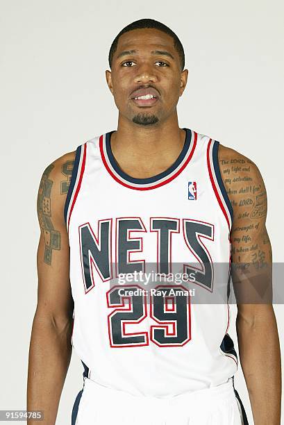 Brian Hamilton of the New Jersey Nets poses for a portrait during 2009 NBA Media Day on September 28, 2009 at the Nets Practice Facility in East...