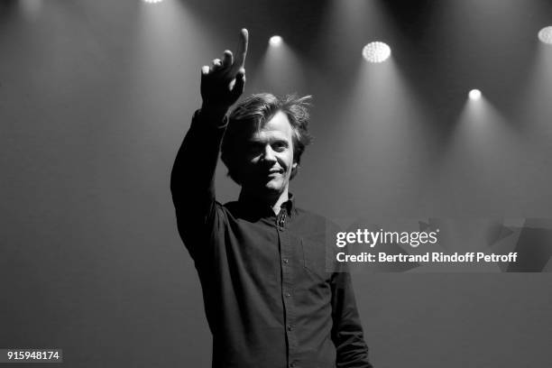Alex Lutz performs in his One Man Show At L'Olympia on February 8, 2018 in Paris, France.
