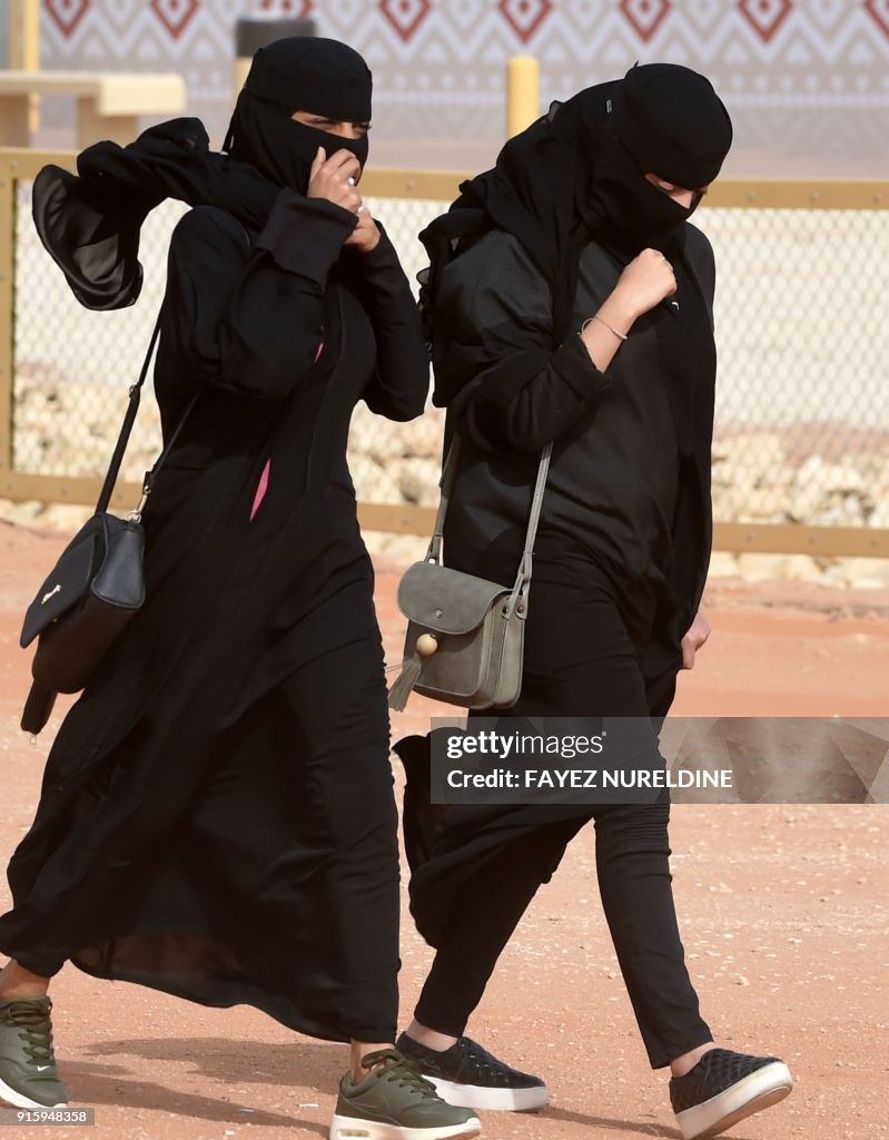 Mutawa A picture taken on January 19, 2018 shows Saudi women walking during ...