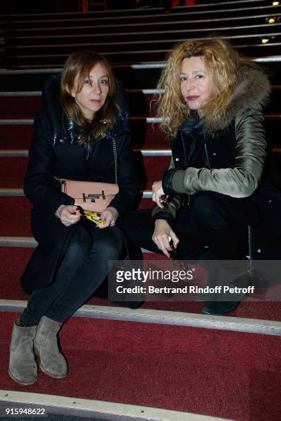 Sylvie Testud and Stephanie Murat attend the Alex Lutz One Man Show At L'Olympia on February 8, 2018 in Paris, France.
