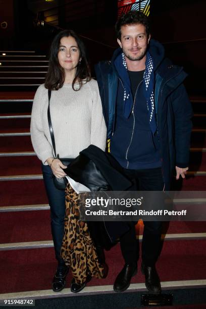 Cristiana Reali and Charles Templon attend the Alex Lutz One Man Show At L'Olympia on February 8, 2018 in Paris, France.