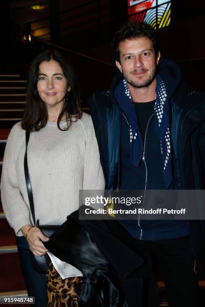 Cristiana Reali and Charles Templon attend the Alex Lutz One Man Show At L'Olympia on February 8, 2018 in Paris, France.