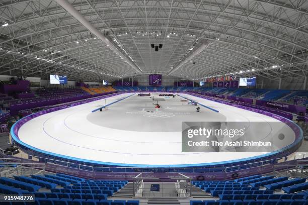 General view of the Gangneung Oval ahead of the PyeongChanag Winter Olympic Games on February 8, 2018 in Gangneung, South Korea.