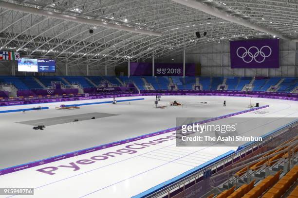 General view of the Gangneung Oval ahead of the PyeongChanag Winter Olympic Games on February 8, 2018 in Gangneung, South Korea.