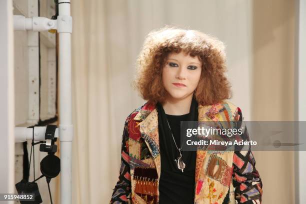 Designer Mimi Prober poses backstage for Ceremony: Xuly.Bet x Mimi Prober x Hogan McLaughlin during New York Fashion Week: The Shows at Industria...