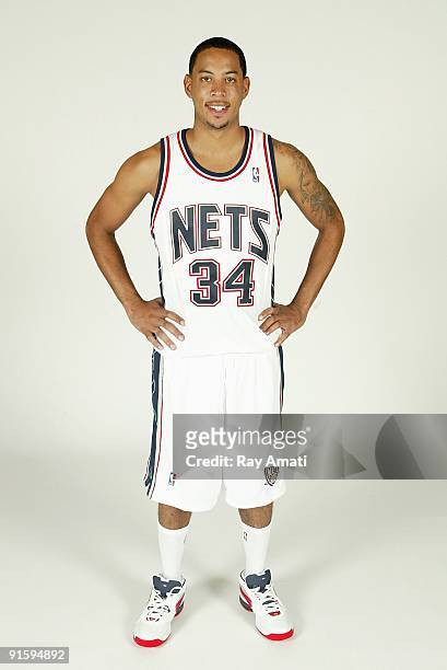 Devin Harris of the New Jersey Nets poses for a portrait during 2009 NBA Media Day on September 28, 2009 at the Nets Practice Facility in East...