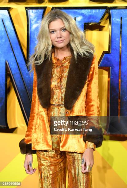 Becca Dudley attends the European Premiere of 'Black Panther' at Eventim Apollo on February 8, 2018 in London, England.
