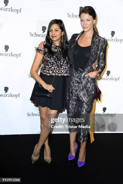 Collien Ulmen-Fernandes and Jessica Schwarz attend the 120th anniversary celebration of Schwarzkopf at U3 subway tunnel Potsdamer Platz on February...