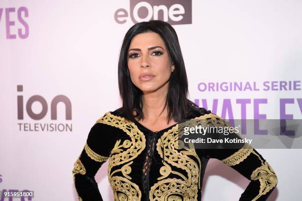 Actress Cindy Sampson arrives at the ION Television Private Eyes Launch Event on February 8, 2018 in New York City.