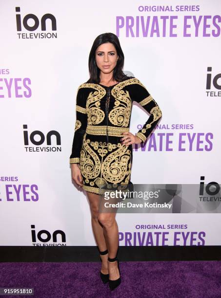 Actress Cindy Sampson arrives at the ION Television Private Eyes Launch Event on February 8, 2018 in New York City.