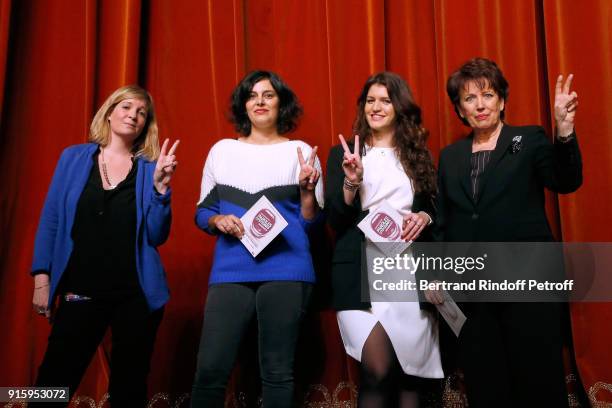 Stage Director Coralie Miller, Myriam El Khomri, State Secretary for Equality between Women and Men, Marlene Schiappa and Roselyne Bachelot; They...
