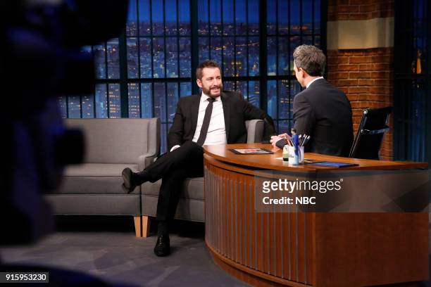 Episode 649 -- Pictured: Actor Jason Jones during an interview with host Seth Meyers on February 8, 2018 --