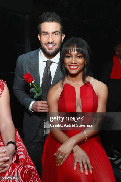 Personalities Bryan Abasolo and Rachel Lindsay pose backstage at the American Heart Association's Go Red For Women Red Dress Collection 2018...