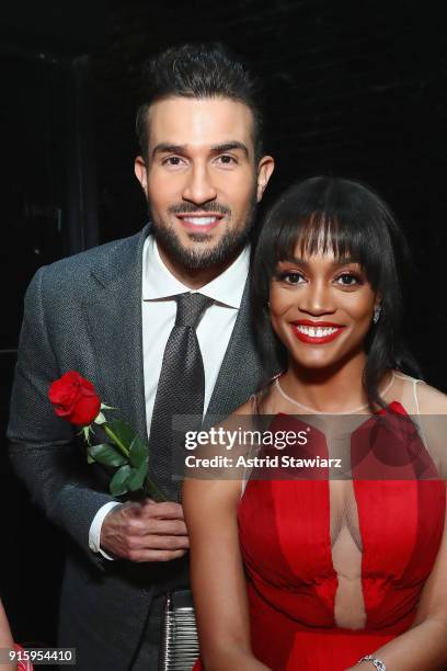 Personalities Bryan Abasolo and Rachel Lindsay pose backstage at the American Heart Association's Go Red For Women Red Dress Collection 2018...