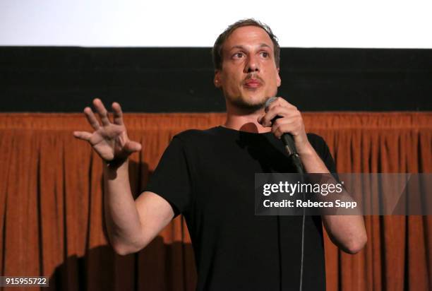 Director Mario Hainzl speaks at a screening of 'Beyond: An African Surf Documentary'' during The 33rd Santa Barbara International Film Festival at...
