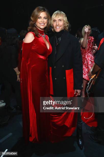 Kathy Ireland and Designer Marc Bouwer attend the American Heart Association's Go Red For Women Red Dress Collection 2018 presented by Macy's at...