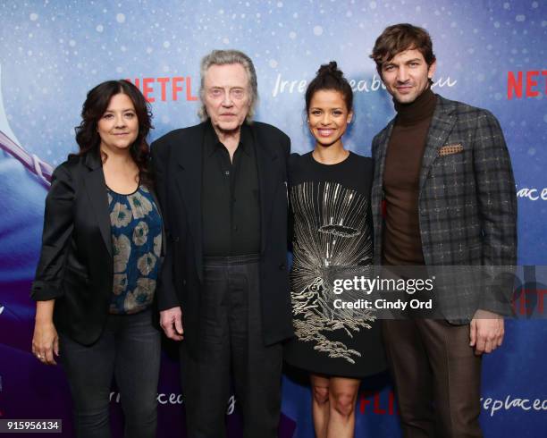 Director Stephanie Laing, Christopher Walken, Gugu Mbatha-Raw, and Michiel Huisman attend the Special Screening of the Netflix Film "Irreplaceable...