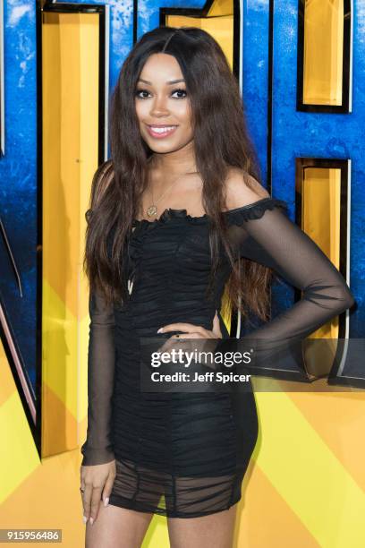 Dionne Bromfield attends the European Premiere of 'Black Panther' at Eventim Apollo on February 8, 2018 in London, England.