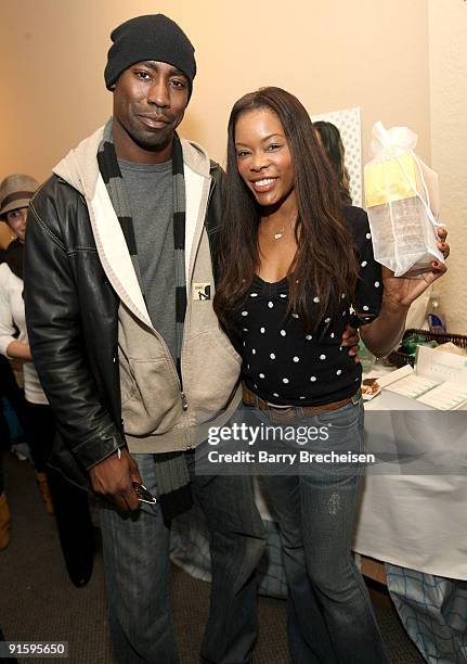 Actor D.B Woodside and actress Golden Brooks visit the Kari Feinstein Sundance Style Lounge on January 17, 2009 in Park City, Utah.