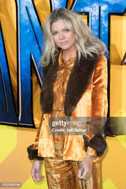 Becca Dudley attends the European Premiere of 'Black Panther' at Eventim Apollo on February 8, 2018 in London, England.