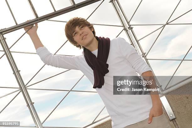Singer Justin Bieber attends the lighting of the Empire State Building to kickoff Jumpstart's Read For The Record Campaign on October 8, 2009 in New...