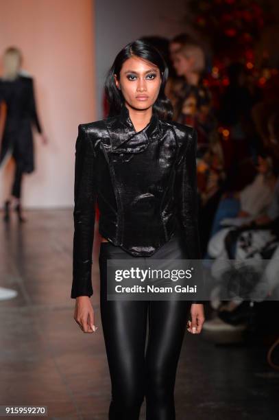 Model walks the runway for Ceremony: Xuly.Bet x Mimi Prober x Hogan McLaughlin front row during New York Fashion Week presented by First Stage at...