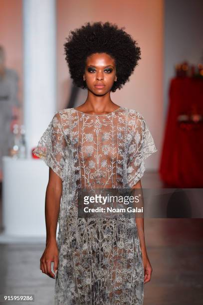 Model walks the runway for Ceremony: Xuly.Bet x Mimi Prober x Hogan McLaughlin front row during New York Fashion Week presented by First Stage at...
