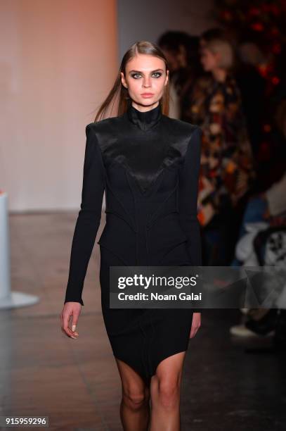 Model walks the runway for Ceremony: Xuly.Bet x Mimi Prober x Hogan McLaughlin front row during New York Fashion Week presented by First Stage at...