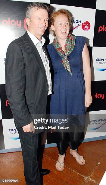 Former Australian cricket captain Steve Waugh with Taniele Gofers, an Olympics bronze medalist in water polo and a volunteer with Steve Waugh...