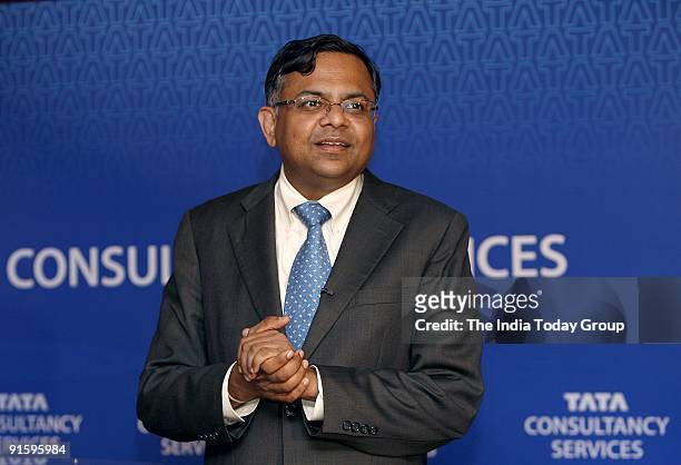 New Chief Executive Officer and Managing Director N. Chandrasekaran takes questions during a press meet in New Delhi on Wednesday, October 7, 2009.