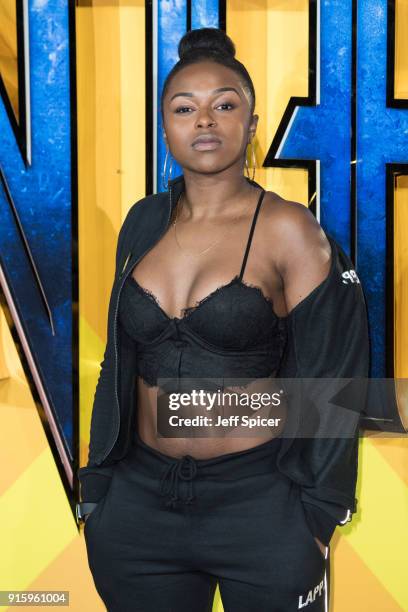 Nadia Rose attends the European Premiere of 'Black Panther' at Eventim Apollo on February 8, 2018 in London, England.