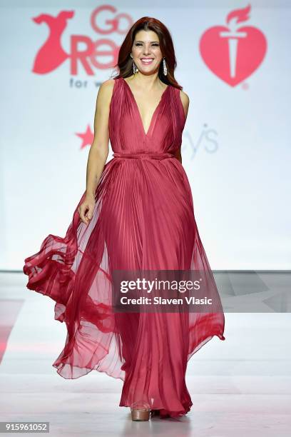 Actor Marisa Tomei walks the runway during the American Heart Association's Go Red For Women Red Dress Collection 2018 presented by Macy's at...