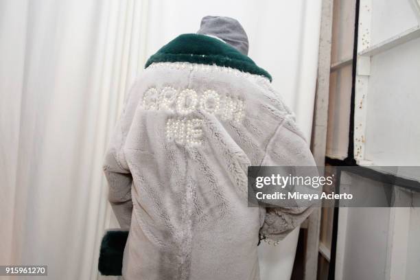 Alexander poses backstage for Ceremony: Xuly.Bet x Mimi Prober x Hogan McLaughlin during New York Fashion Week: The Shows at Industria Studios on...