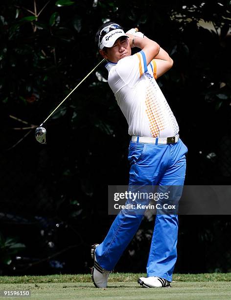Yang of Korea hits a shot during the first round of THE TOUR Championship presented by Coca-Cola, the final event of the PGA TOUR Playoffs for the...