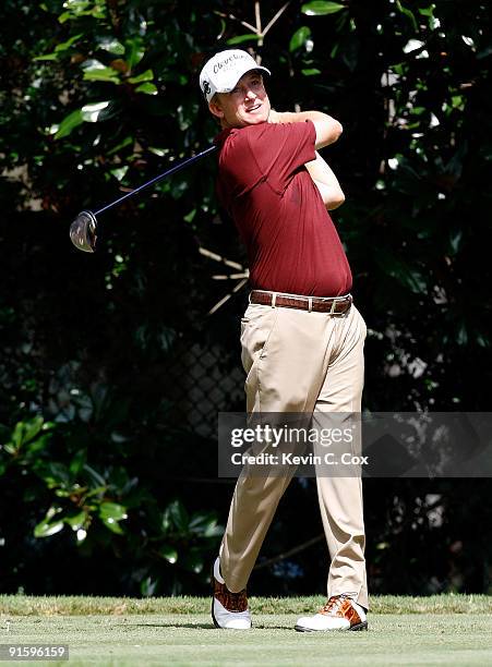 David Toms hits a shot during the first round of THE TOUR Championship presented by Coca-Cola, the final event of the PGA TOUR Playoffs for the...