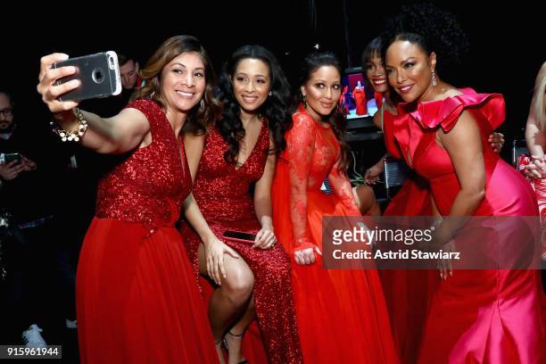 National spokeswoman Lilly Rocha, Actor Adrienne Houghton, Zuri Hall and Actor Lynn Whitfield attend the American Heart Association's Go Red For...