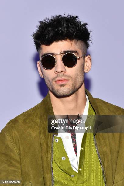 Zayn Malik attends the Tom Ford Women's Fall/Winter 2018 fashion show during New York Fashion Week at Park Avenue Armory on February 8, 2018 in New...