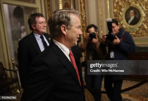 Sen. Rand Paul takes a brief break from the floor of the U.S. Senate to pose for a photo with Rep. Justin Amash and Rep. Thomas Massie at the U.S....