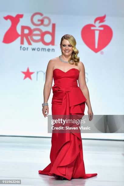 Actor Melissa Joan Hart onstage at the American Heart Association's Go Red For Women Red Dress Collection 2018 presented by Macy's at Hammerstein...