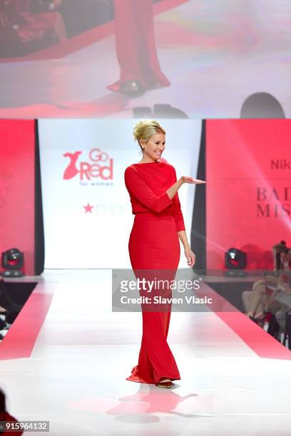 Model Niki Taylor onstage at the American Heart Association's Go Red For Women Red Dress Collection 2018 presented by Macy's at Hammerstein Ballroom...