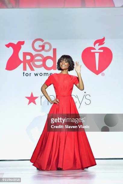 Personality Zuri Hall walks the runway during the American Heart Association's Go Red For Women Red Dress Collection 2018 presented by Macy's at...