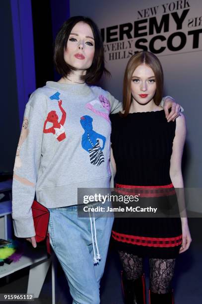 Coco Rocha and model Larsen Thompson attends the Jeremy Scott front row during New York Fashion Week: The Shows at Gallery I at Spring Studios on...